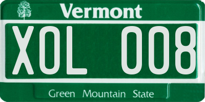 VT license plate XOL008