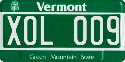 VT license plate XOL009