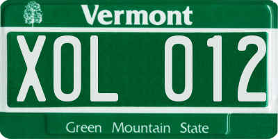 VT license plate XOL012