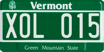 VT license plate XOL015