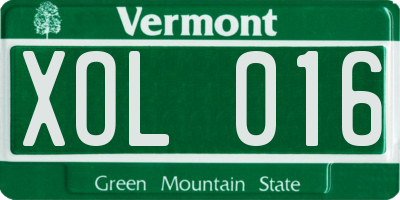 VT license plate XOL016