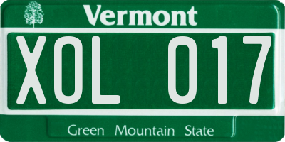 VT license plate XOL017
