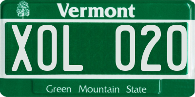 VT license plate XOL020