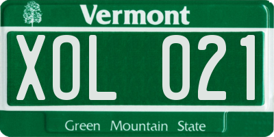 VT license plate XOL021