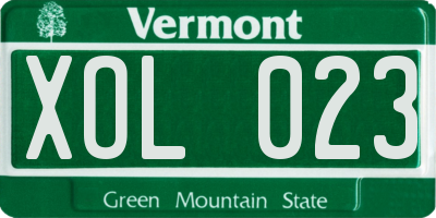 VT license plate XOL023
