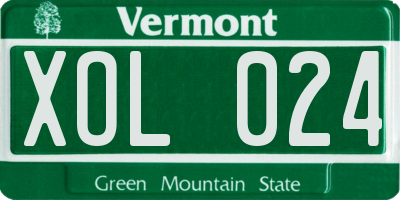 VT license plate XOL024