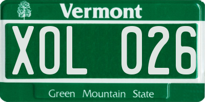 VT license plate XOL026