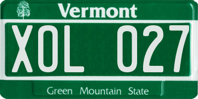 VT license plate XOL027