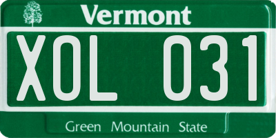 VT license plate XOL031