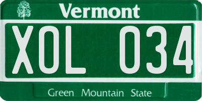 VT license plate XOL034