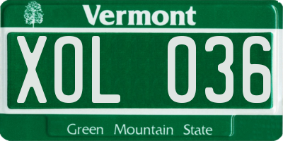 VT license plate XOL036