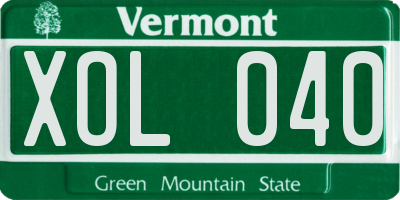 VT license plate XOL040