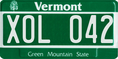 VT license plate XOL042