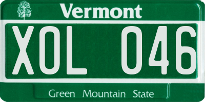VT license plate XOL046