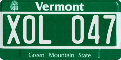 VT license plate XOL047