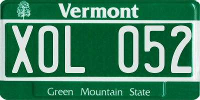 VT license plate XOL052
