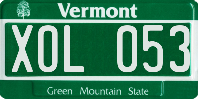 VT license plate XOL053