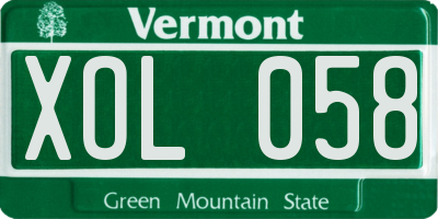 VT license plate XOL058