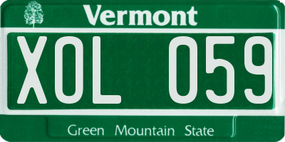 VT license plate XOL059