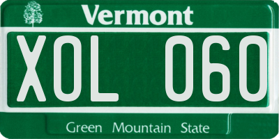 VT license plate XOL060