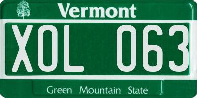 VT license plate XOL063