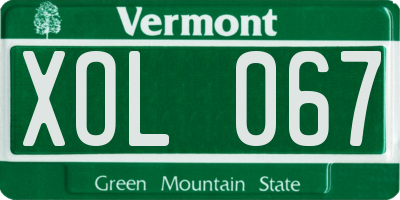 VT license plate XOL067