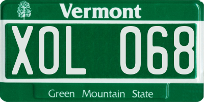 VT license plate XOL068