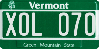 VT license plate XOL070