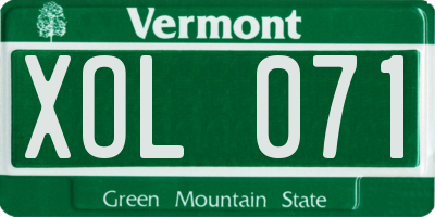 VT license plate XOL071