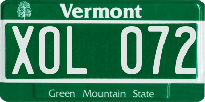 VT license plate XOL072