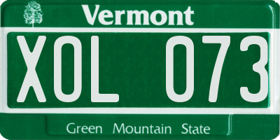 VT license plate XOL073