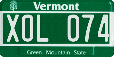 VT license plate XOL074