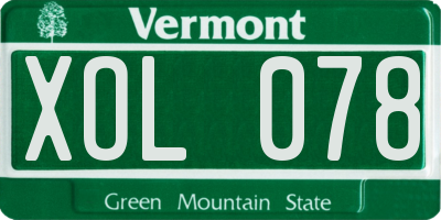 VT license plate XOL078