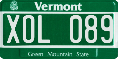 VT license plate XOL089