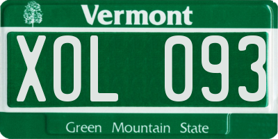 VT license plate XOL093