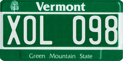 VT license plate XOL098