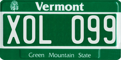 VT license plate XOL099
