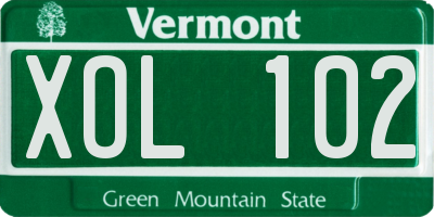 VT license plate XOL102