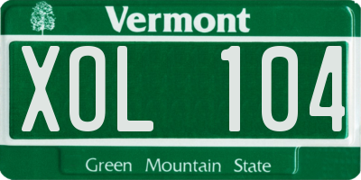 VT license plate XOL104