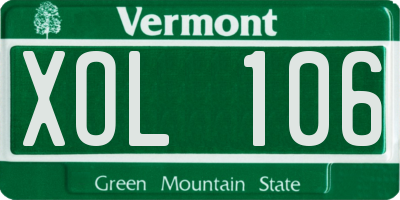VT license plate XOL106