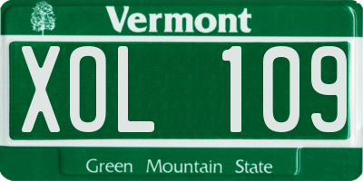 VT license plate XOL109