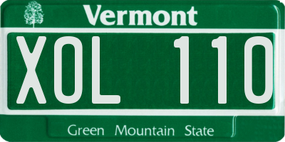 VT license plate XOL110