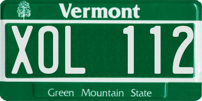 VT license plate XOL112