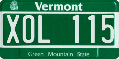 VT license plate XOL115
