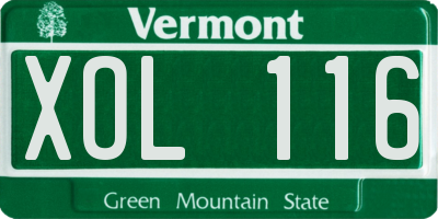 VT license plate XOL116