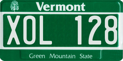 VT license plate XOL128