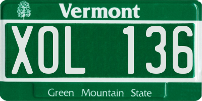VT license plate XOL136