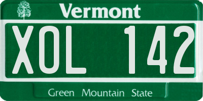VT license plate XOL142