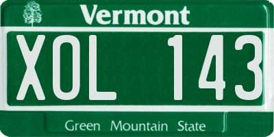 VT license plate XOL143