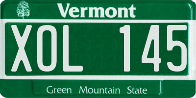 VT license plate XOL145